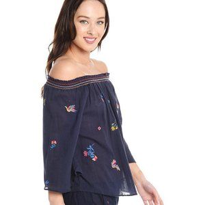 Sundry Scattered Flowers Off Shoulder Top
